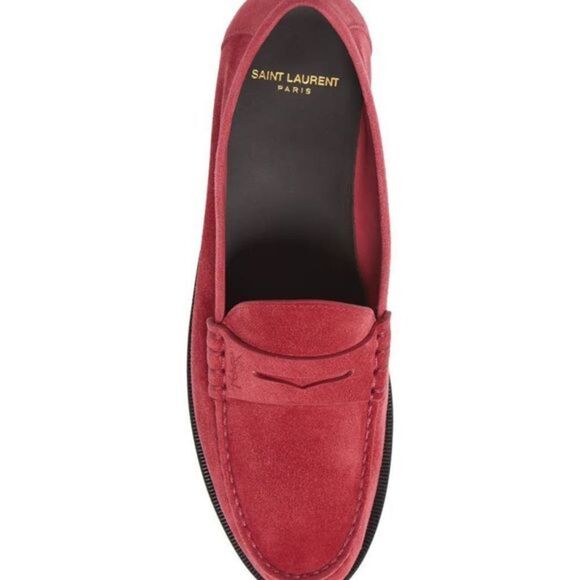 Saint Laurent YSL Logo Monogram Men's Red Suede Loafer "Le Loafer" 10 US… - Picture 4 of 6